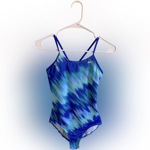 Nike Blue One Piece Tie-Dye Swimsuit